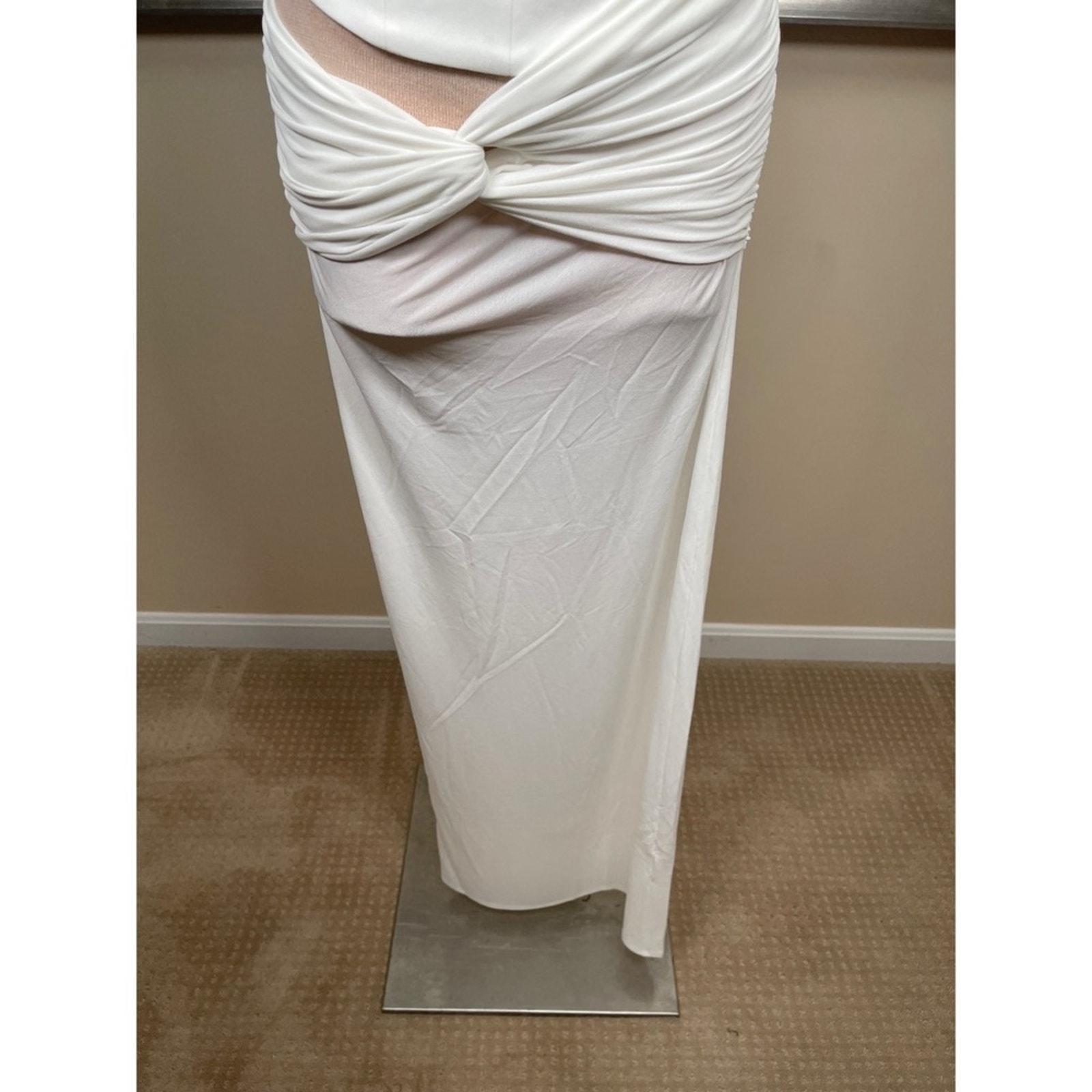Alex Perry Strapless Draped Ruched Corset Cutout Crepe Jersey Maxi Dress Sz 2 — image 6 of 8